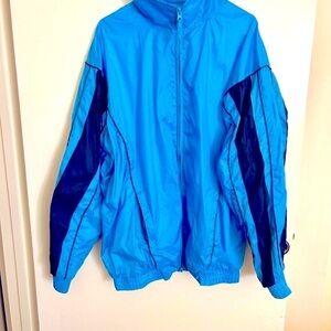 Vintage High Neck Collar Mens Blue Windbreaker Jacket​​​​ Sz XL
